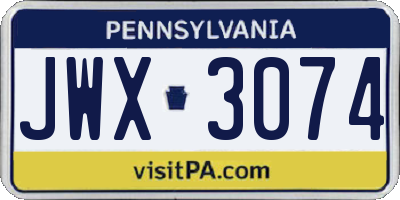 PA license plate JWX3074