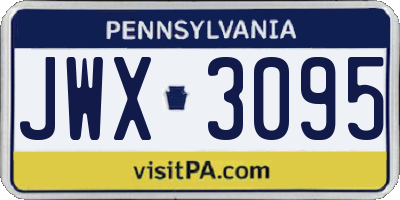 PA license plate JWX3095