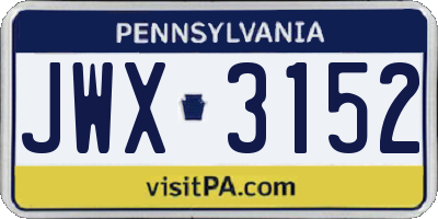 PA license plate JWX3152