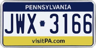 PA license plate JWX3166