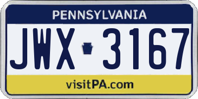 PA license plate JWX3167