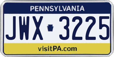 PA license plate JWX3225