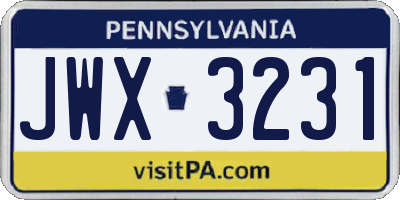 PA license plate JWX3231