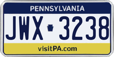 PA license plate JWX3238