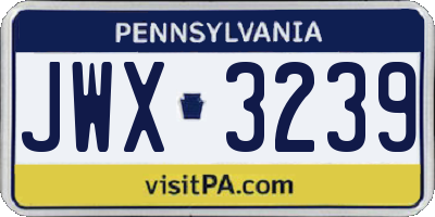 PA license plate JWX3239