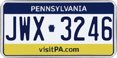 PA license plate JWX3246