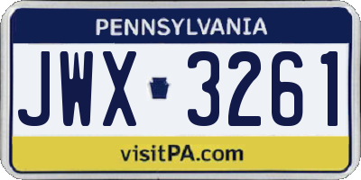 PA license plate JWX3261
