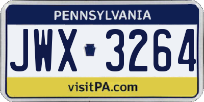 PA license plate JWX3264