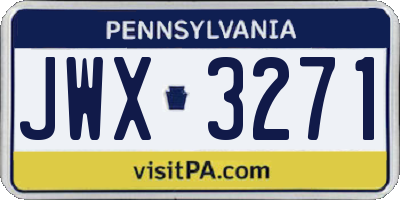 PA license plate JWX3271