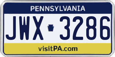PA license plate JWX3286