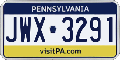 PA license plate JWX3291