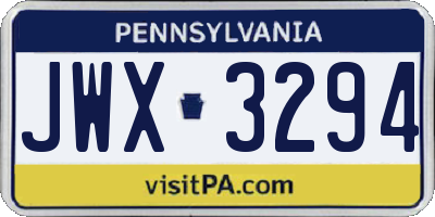 PA license plate JWX3294
