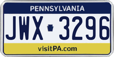 PA license plate JWX3296