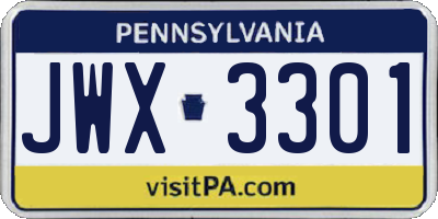 PA license plate JWX3301