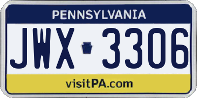 PA license plate JWX3306