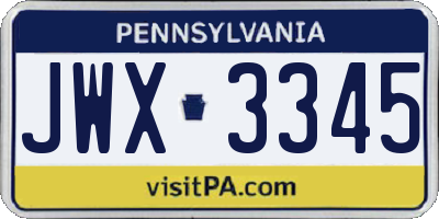 PA license plate JWX3345