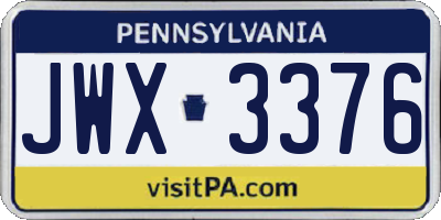 PA license plate JWX3376