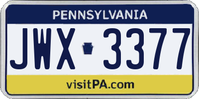 PA license plate JWX3377