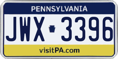 PA license plate JWX3396