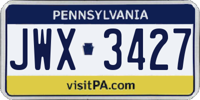 PA license plate JWX3427