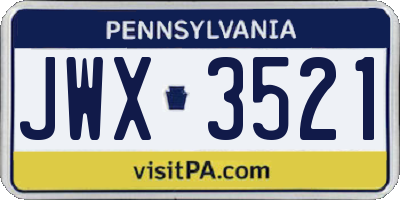 PA license plate JWX3521