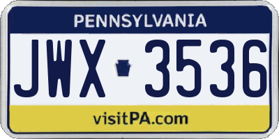 PA license plate JWX3536