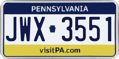 PA license plate JWX3551