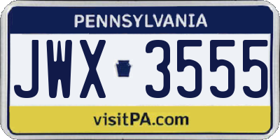 PA license plate JWX3555