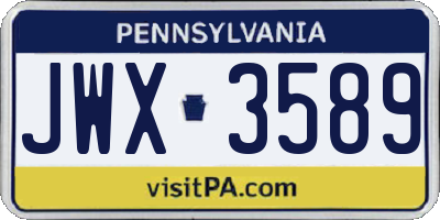 PA license plate JWX3589