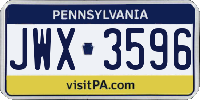 PA license plate JWX3596