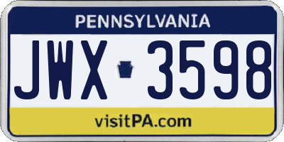 PA license plate JWX3598