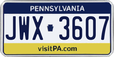 PA license plate JWX3607
