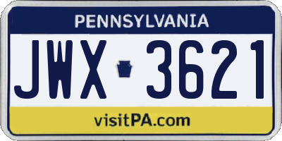 PA license plate JWX3621