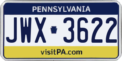PA license plate JWX3622