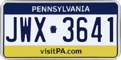 PA license plate JWX3641