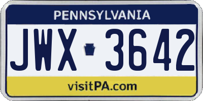 PA license plate JWX3642