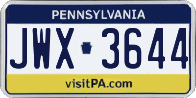 PA license plate JWX3644