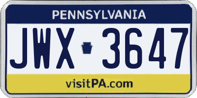 PA license plate JWX3647