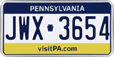 PA license plate JWX3654