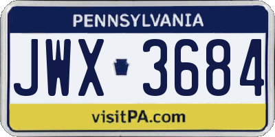 PA license plate JWX3684