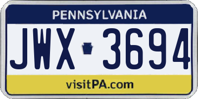 PA license plate JWX3694