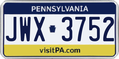 PA license plate JWX3752