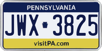 PA license plate JWX3825