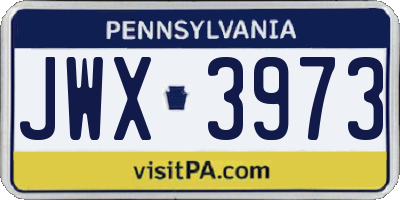 PA license plate JWX3973