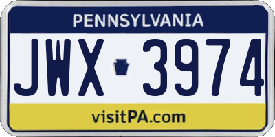 PA license plate JWX3974