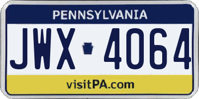 PA license plate JWX4064
