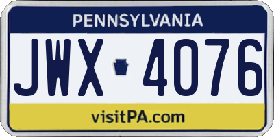 PA license plate JWX4076