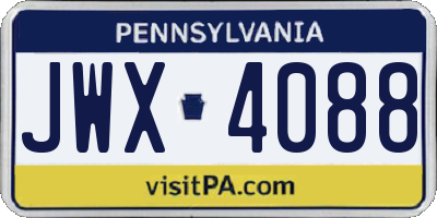PA license plate JWX4088
