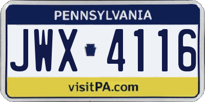PA license plate JWX4116