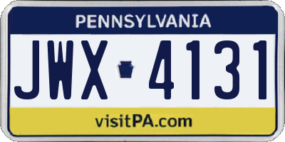 PA license plate JWX4131